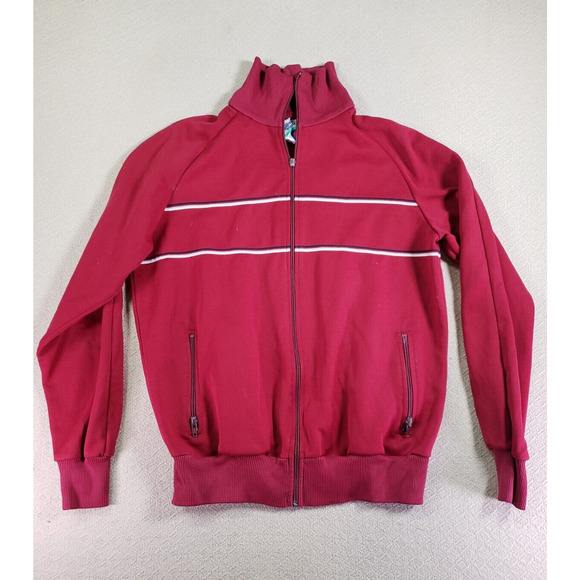 Vintage The Sports Scene Jacket Mens Medium Red Ribbed Full Zip Pockets Outdoor - Picture 1 of 11